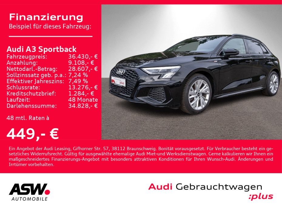 Audi A3 Sportback Sline 30TDI Stroni Navi LED AHK ACC