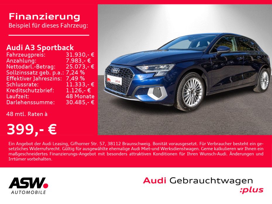 Audi A3 Sportback Advanced 30TFSI LED PDC SHZ VC GRA