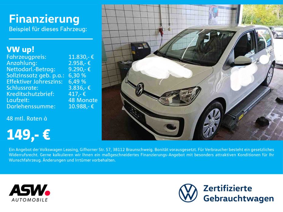 Volkswagen up! move up! 1.0 MPI Klima RFK PDC SHZ Maps+More