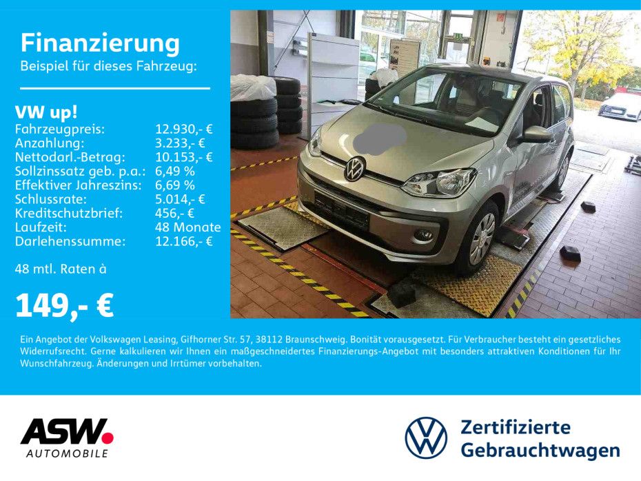 Volkswagen up! move up! 1.0MPI Klima RFK PDC SHZ Tempomat