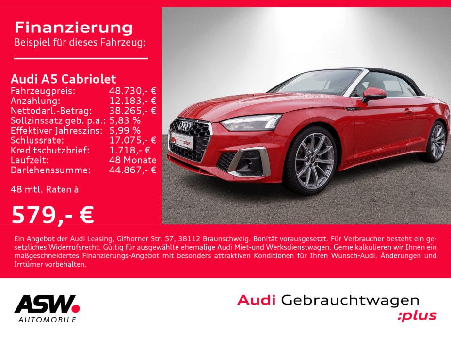 Audi A5 Cabriolet Sline 35TDI Stronic Navi Matrix RFK